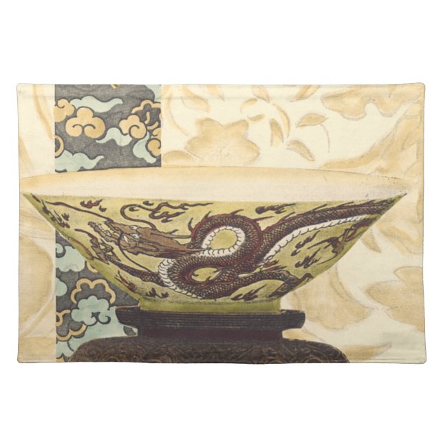 Asian Tapestry with Bowl and Dragon Design Placemat (Front)