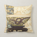 Asian Tapestry with Bowl and Dragon Design Throw Pillow