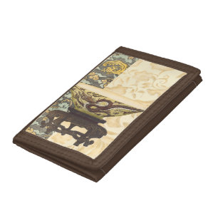 Asian Tapestry with Bowl and Dragon Design Trifold Wallet