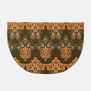 Asian Textile Paisley: Floral Vintage Illustration Doormat