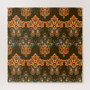 Asian Textile Paisley: Floral Vintage Illustration Jigsaw Puzzle