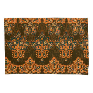 Asian Textile Paisley: Floral Vintage Illustration Pillow Case