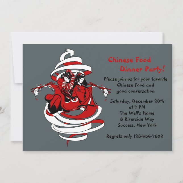 Asian Theme Dinner Party Invitation (Front)