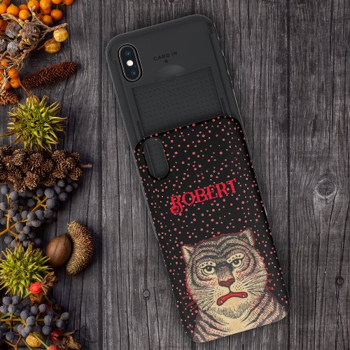 Asian Tiger Black Stripes Fierce Face on Black iPhone X Slider Case