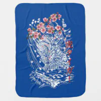 Asian Tiger With Cherry Blossoms And Japanese Baby Blanket Zazzle