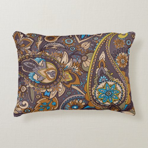 Asian Traditional Paisley Seamless Pattern Accent Pillow