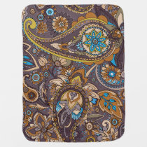 Asian Traditional Paisley Seamless Pattern Baby Blanket