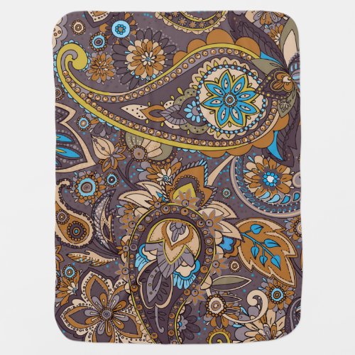 Asian Traditional Paisley Seamless Pattern Baby Blanket
