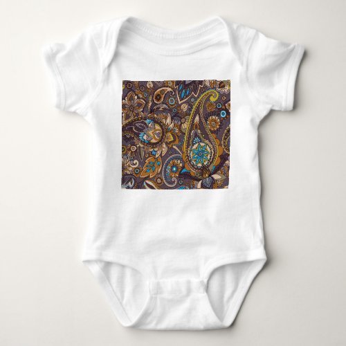 Asian Traditional Paisley Seamless Pattern Baby Bodysuit