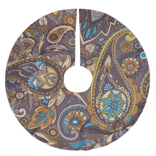 Asian Traditional Paisley Seamless Pattern Brushed Polyester Tree Skirt