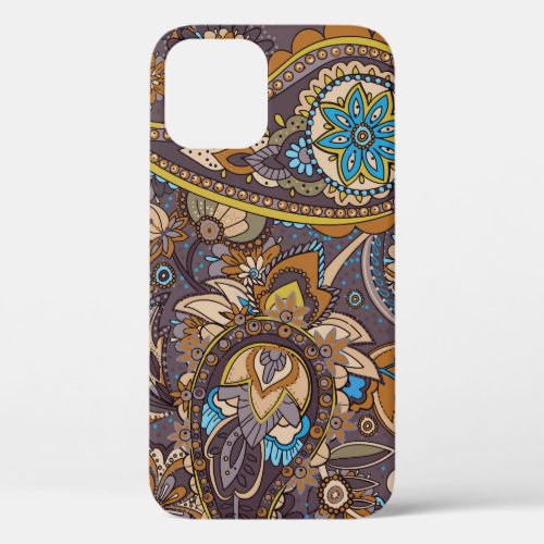 Asian Traditional Paisley Seamless Pattern iPhone 12 Case