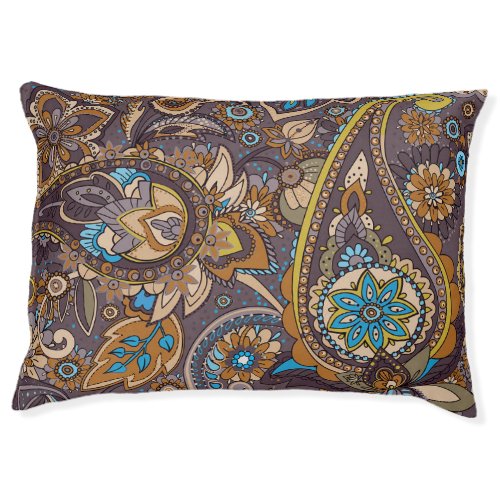 Asian Traditional Paisley Seamless Pattern Pet Bed