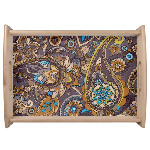 Asian Traditional Paisley Seamless Pattern Serving Tray