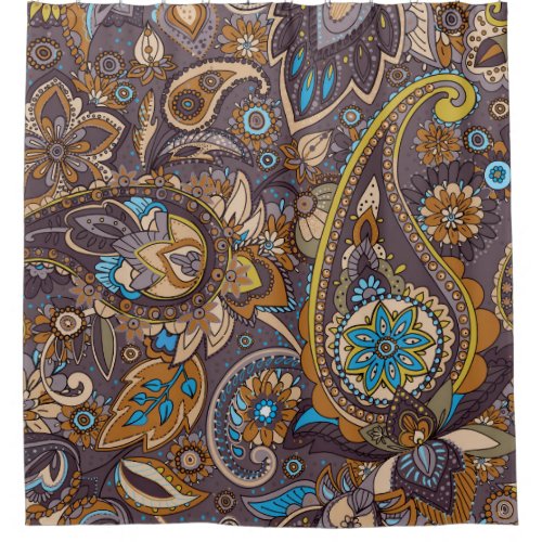 Asian Traditional Paisley Seamless Pattern Shower Curtain