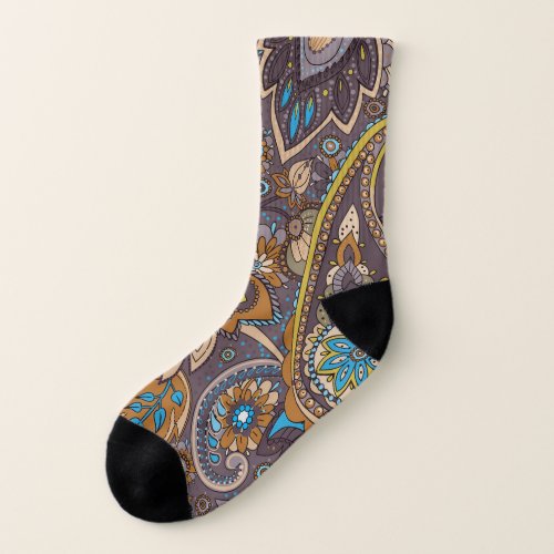 Asian Traditional Paisley Seamless Pattern Socks