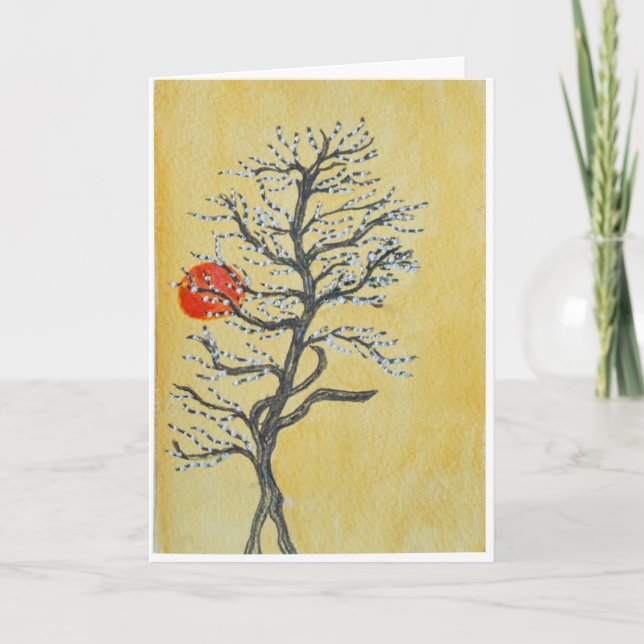 Asian Tree Sunrise Thank You Card (Front)