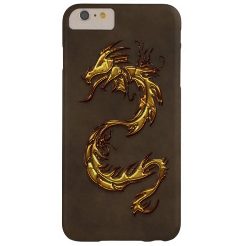 Asian Tribal Gold Dragon  Faux_Leather Barely There iPhone 6 Plus Case