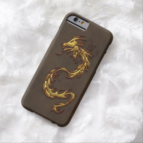 Asian Tribal Gold Dragon  Faux_Leather Barely There iPhone 6 Case