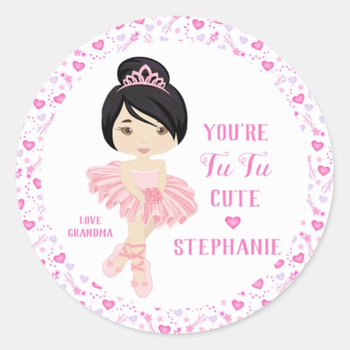 Asian Tu Tu Cute Ballerina Classic Round Sticker