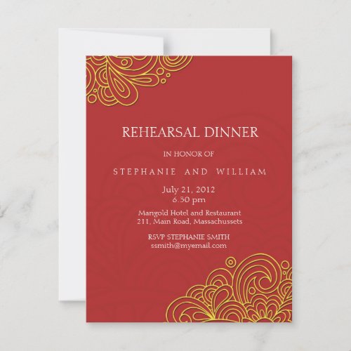 Asian Vintage Swirl Rehearsal Dinner Card Personalized Invitation