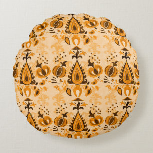 Asian vintage wallpaper seamless ornament flowers round pillow