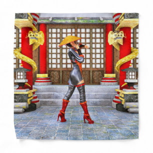 Asian Warrior Maiden Fantasy Samurai Artwork Bandana