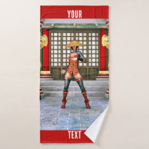 Asian Warrior Maiden Fantasy Samurai Artwork Bath Towel