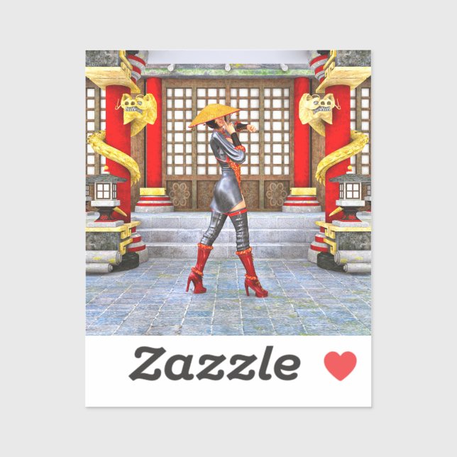 Asian Warrior Maiden Fantasy Samurai Artwork Sticker (Sheet)
