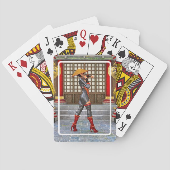 Asian Warrior Maiden Poker Cards (Back)