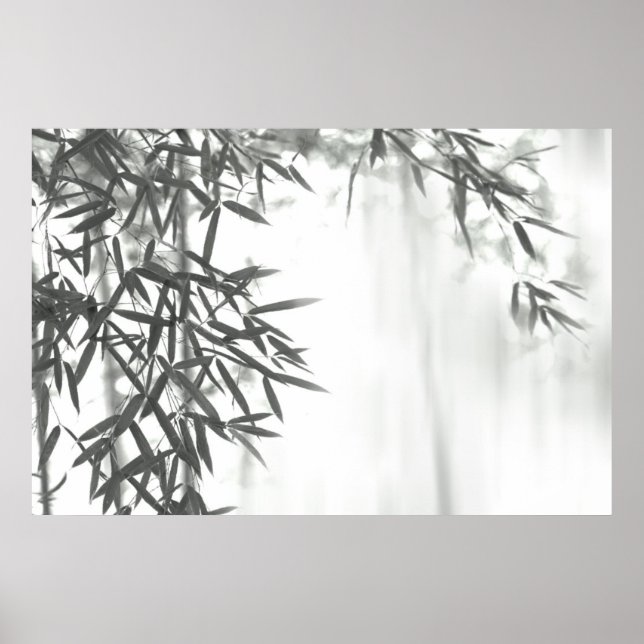 Asian wash painting style (sumi-e) style bamboo poster (Front)