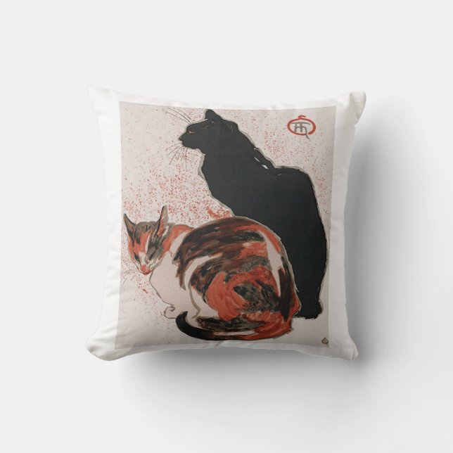 Asian watercolor cats throw pillow (Front)
