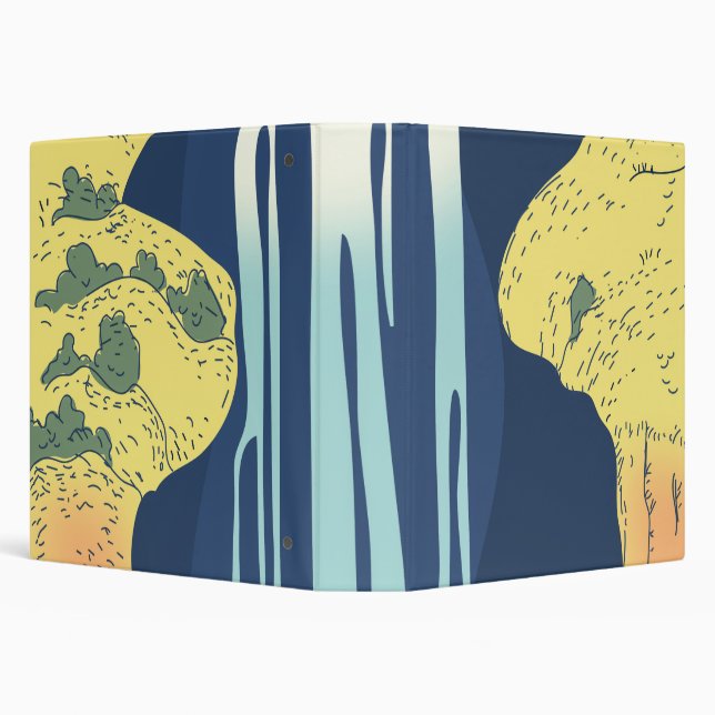 Asian Waterfall 3 Ring Binder (Background)