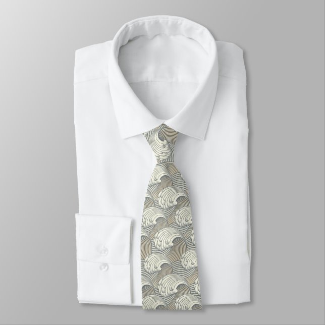 Asian Waves pattern NT Neck Tie (Tied)