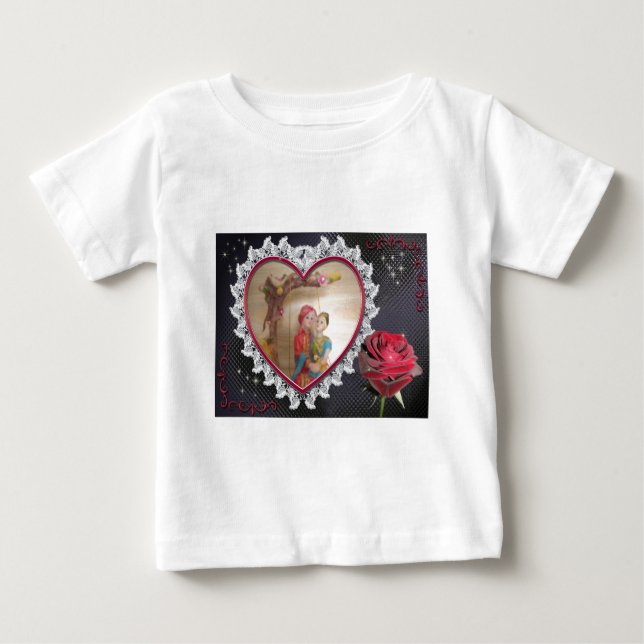 Asian Wedding Couple on Heart Swing Art Print/ Baby T-Shirt (Front)