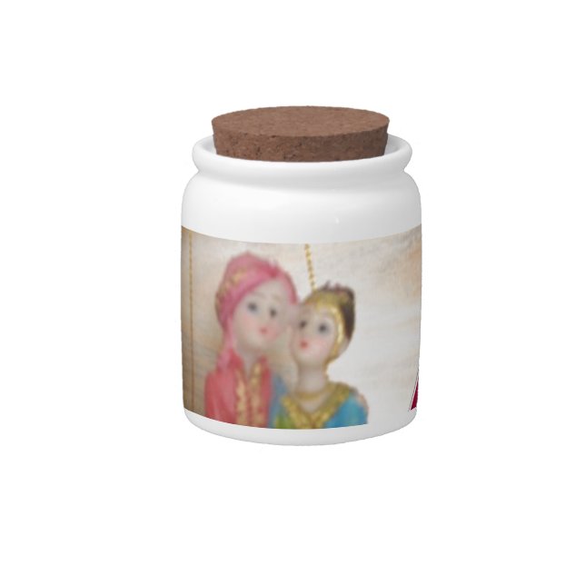 Asian Wedding Couple on Heart Swing Art Print/ Candy Jar (Front)