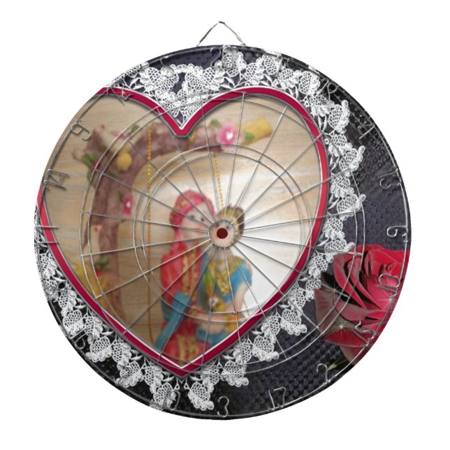 Asian Wedding Couple on Heart Swing Art Print/ Dartboard With Darts (Front)