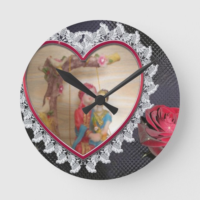 Asian Wedding Couple on Heart Swing Art Print/ Round Clock (Front)