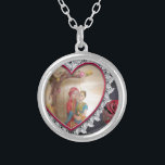 Asian Wedding Couple on Heart Swing Art Print/ Silver Plated Necklace<br><div class="desc">South Asian Wedding Couple on Heart Swing Art Print/Graphic Celebrate love and tradition with our South Asian Wedding Couple on Heart Swing Art Print. This enchanting design features a just-married couple seated on a swing inside a heart, beautifully framed by a delicate white lace border. The striking black background highlights...</div>