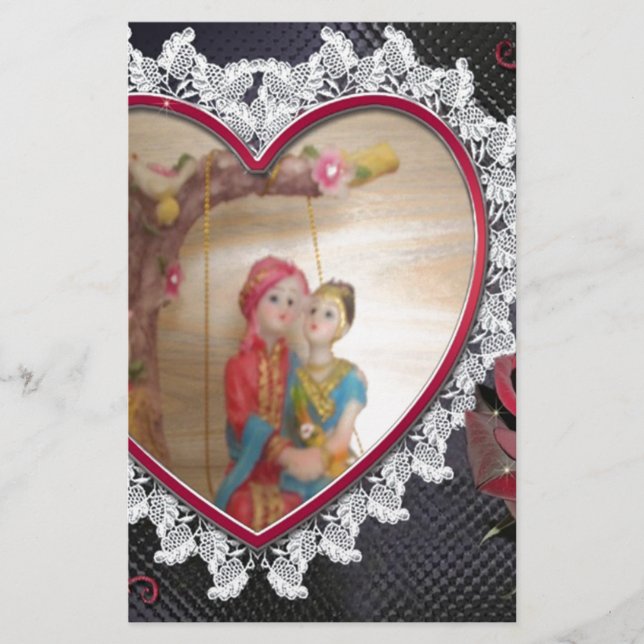 Asian Wedding Couple on Heart Swing Art Print/ Stationery (Front)