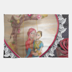 Asian Wedding Couple on Heart Swing Art Print/ Towel