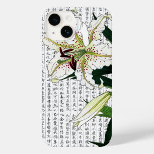 Asian White Lily on Kanji Background Case-Mate iPhone 14 Case