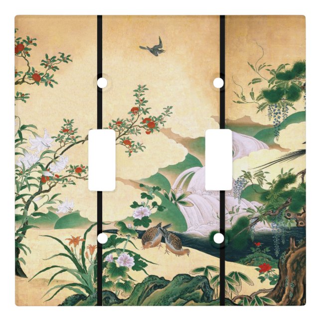 Asian Wisteria Flowers Doves Light Switch Cover (Front)