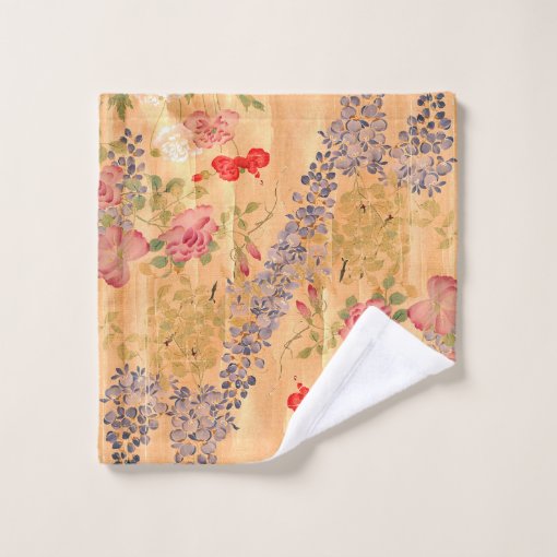 Asian Wisteria Roses Flowers Bath Towel Set Zazzle