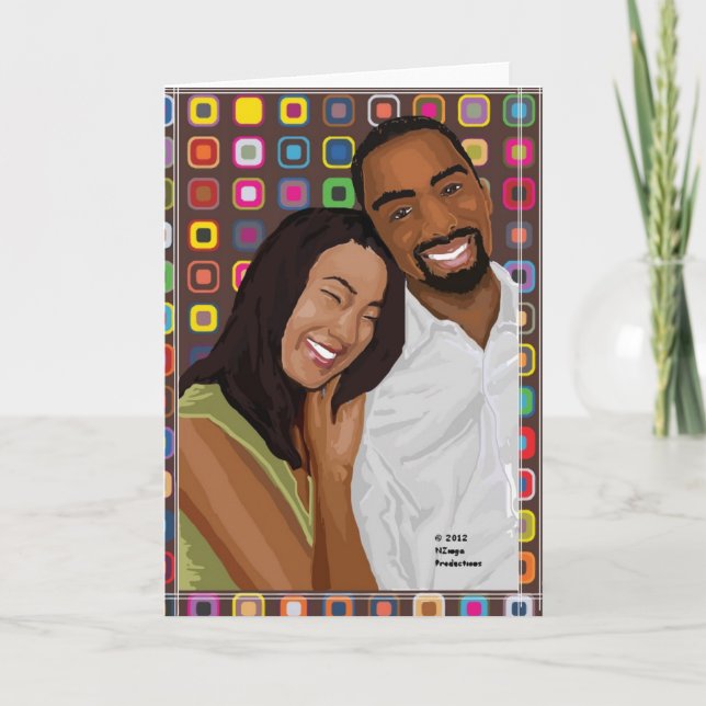 Asian woman Black man Interracial Greeting Card (Front)