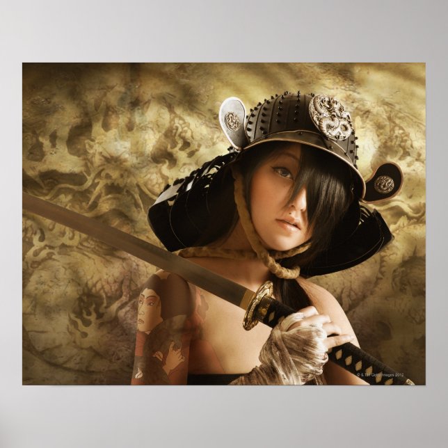 Asian woman dressed as samurai poster (Front)