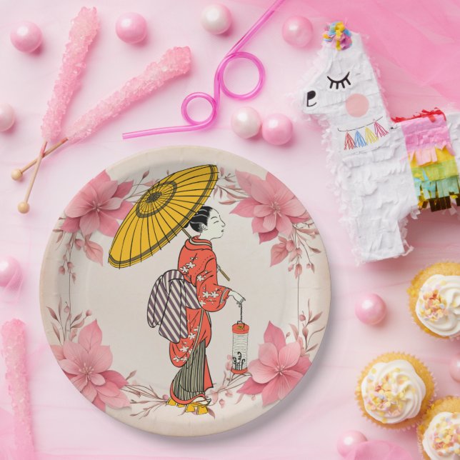 Asian Woman Paper Plate (Party)