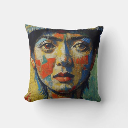 Asian Woman Portrait Painting Throw Pillow