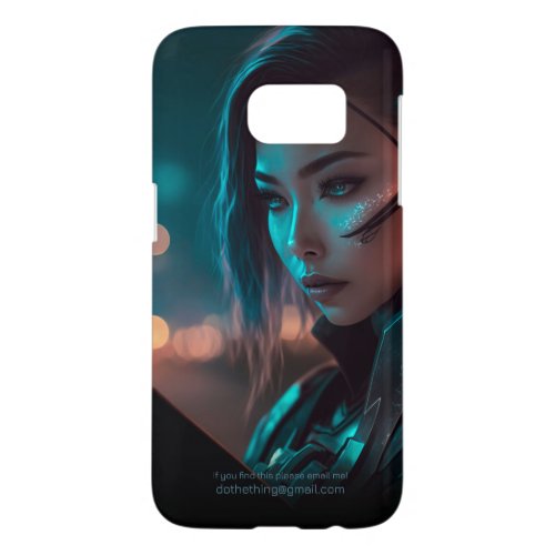 Asian Woman Reading at Night in City of the Future Samsung Galaxy S7 Case