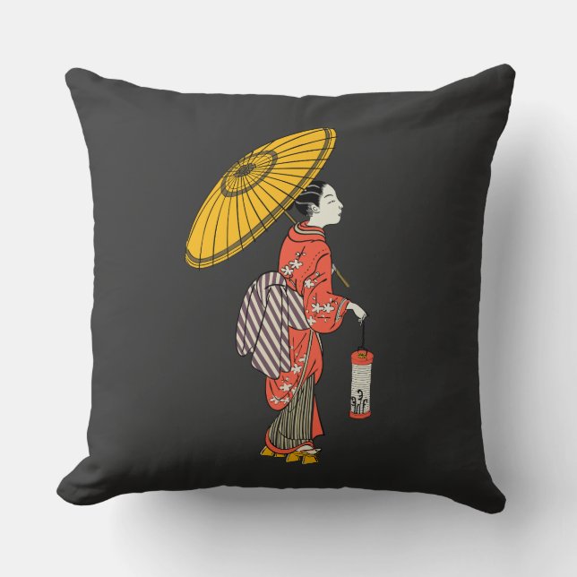 Asian Woman Throw Pillow (Front)