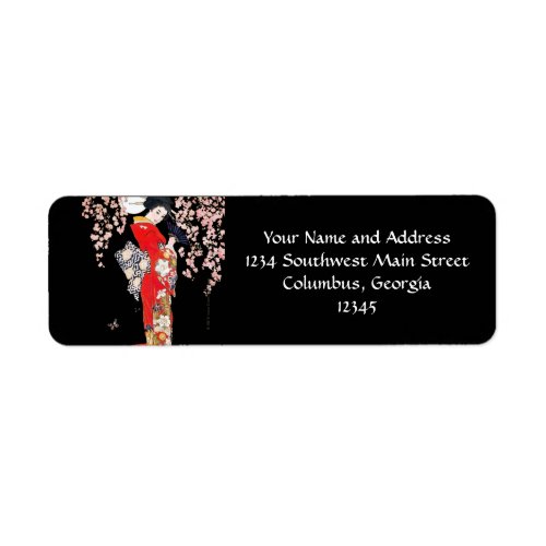 Asian Woman with Cherry Blossom Night Label